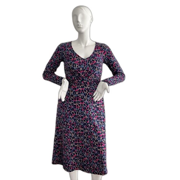 Pact Dress Animal Print Jaguar Revive Wrap Front Midi Organic Cotton M - Picture 2 of 11